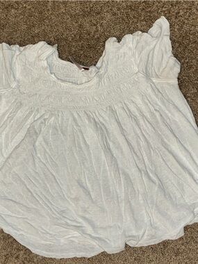 Free People White Smocked Crop Top